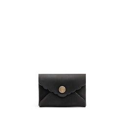 Black | Small leather wallet with scalloped edge