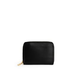 Black | Small leather wallet with zipper and PLG logo