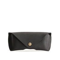 Black | Leather sunglasses case with snap closure
