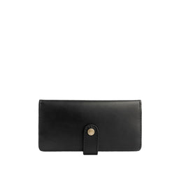 Black | Leather wallet with snap closed