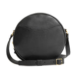 Pebbled--black Large | handmade leather purse circle bag
