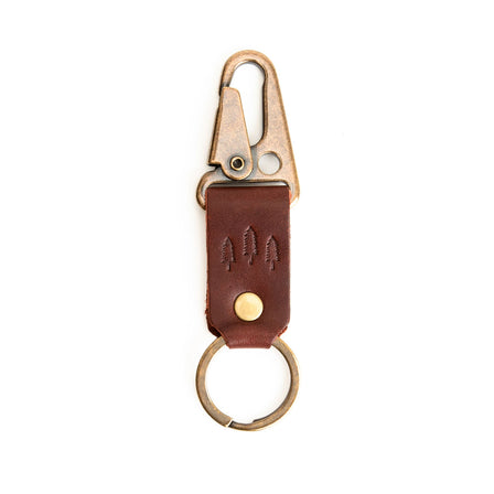 Cognac*Short | leather logo branded keychain 