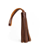 Cognac Large | Fringed leather tassel with leather loop