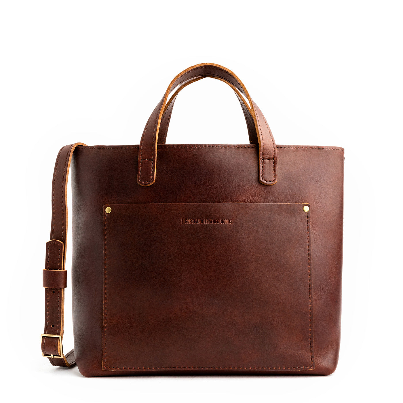 Cognac*Zipper | Midsize crossbody tote with handles and a pocket