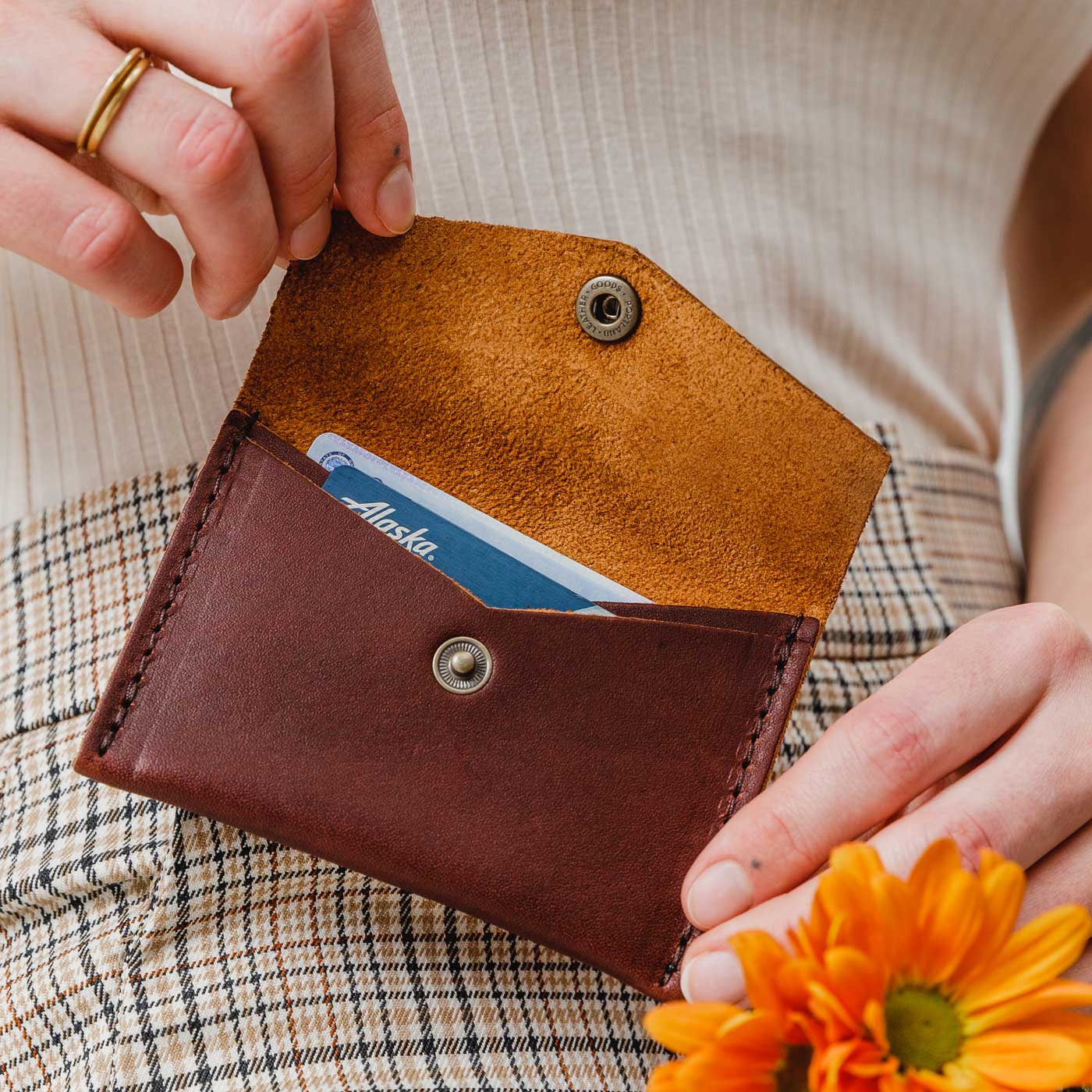enter backpack mini envelope Mini Envelope Wallet, Cognac