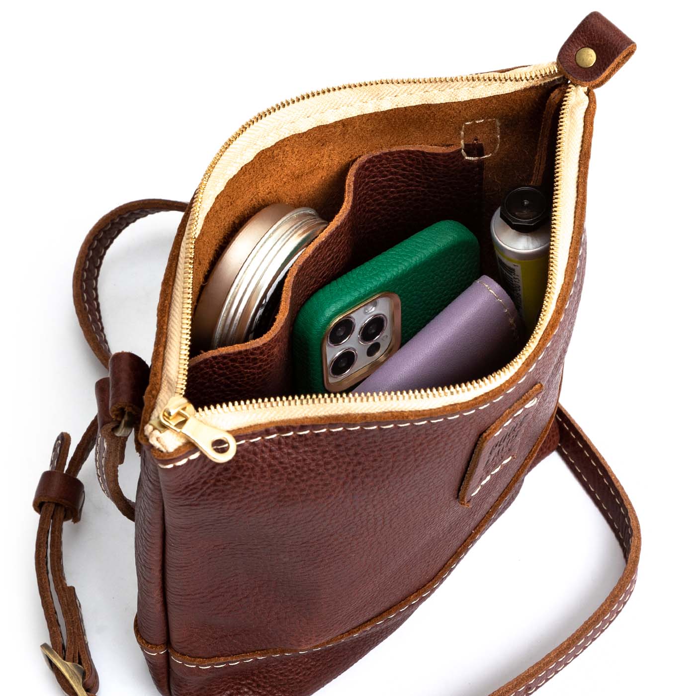 All Color: Nutmeg | handmade leather crossbody purse