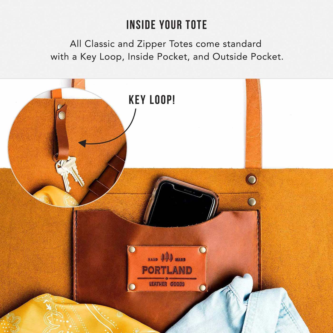 Leather Tote Bag, Lava / Classic / Medium