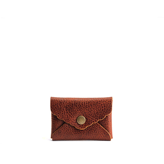 Nutmeg | Small leather wallet with scalloped edge