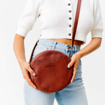 Nutmeg*Small | handmade leather purse circle bag