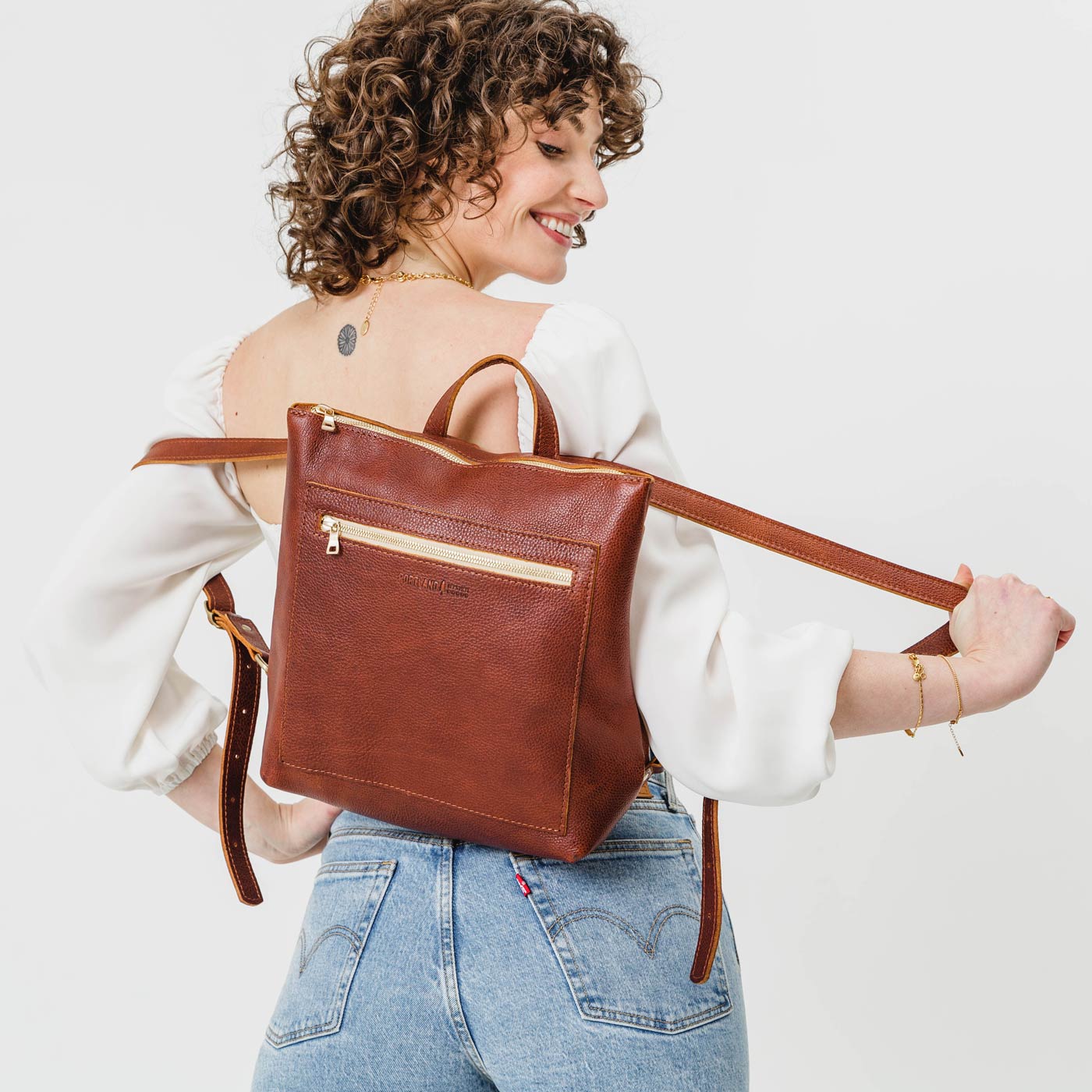 All Color: Nutmeg | handmade leather backpack tote