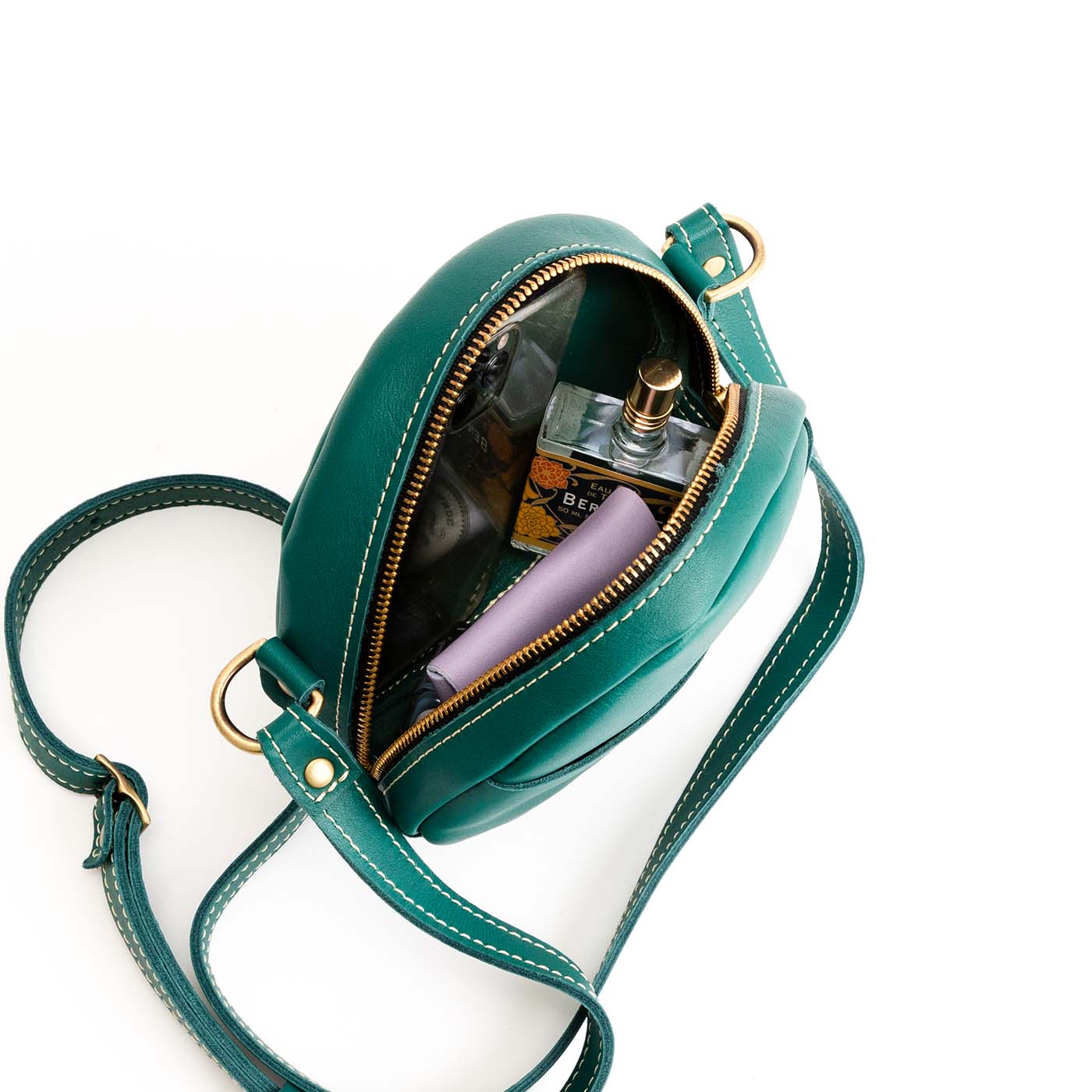 Peacock*Small | handmade leather purse circle bag