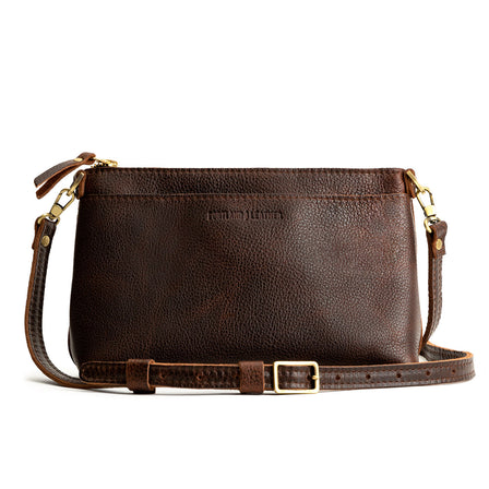 Coldbrew*Small | Zip top petite crossbody bag with detachable strap
